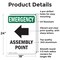 Signmission Assembly Point (Left Arrow) With Symbol, 18 in W x Rectangle, Aluminum OS-2PACK-EM-A-1824-V-10430 - alternate 6